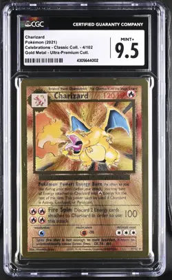 2021 Pokemon—Charizard #4 Celebrations: Classic Collection—Gold Metal CGC 9.5 - Image 1