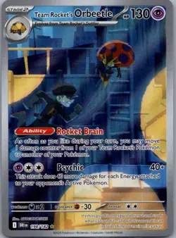 Team Rocket's Orbeetle 198/182 Illustration Rare Destined Rivals Pokemon Holo NM - Image 1