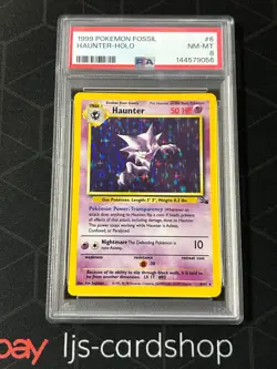 1999 POKEMON FOSSIL 6 HAUNTER HOLO PSA 8 - Image 1