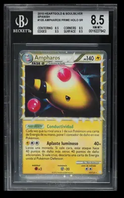 2010 Pokemon HeartGold & SoulSilver Ampharos Prime BGS 8.5 Spanish #105 Holo SR - Image 1