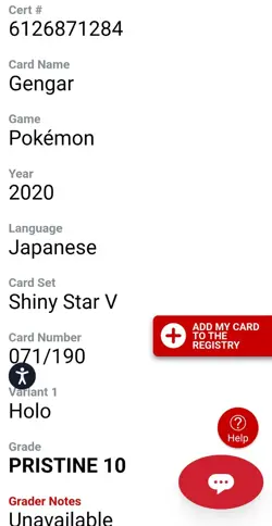 👻👻 Gengar Original Certified Pristine 10 Grade 071/190 Shiny Star Holo Pokemon - Image 2