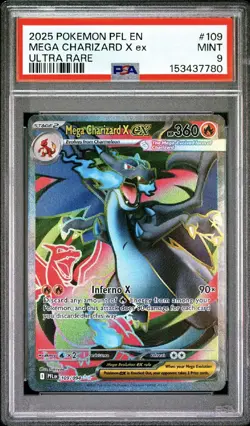 2025 POKEMON PHANTASMAL FLAMES EN PSA 9 MEGA CHARIZARD X EX FULL ART 109 - Image 1