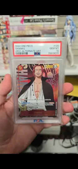 One Piece CCG Shanks OP01-120 Alternate Art Secret Rare Foil PSA 10 2022 - Image 1