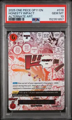 2025 ONE PIECE OP11 A FIST OF DIVINE SPEED ALT ART HONESTY IMPACT PSA 10 - Image 1