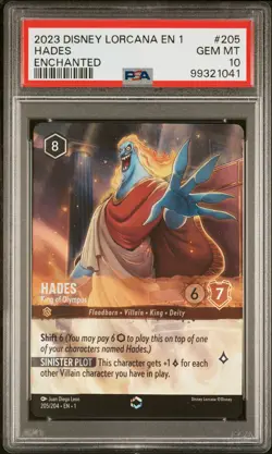 2023 DISNEY LORCANA EN 1-THE FIRST CHAPTER #205 HADES - KING OF OLYMPUS PSA 10 - Image 1