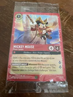Mickey Mouse Pirate Captain Card 18/P2 EN 6 Foiled Disney Lorcana Promo Sealed - Image 1