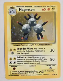 Pokemon TCG Magneton Base Set Holo Unlimited Rare Card 9/102 - Image 1