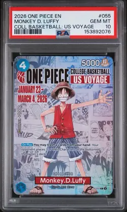 2026 ONE PIECE PROMOS COLLEGE BASKETBALL : US VOYAGE MONKEY D. LUFFY PSA 10 - Image 2
