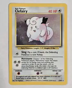 Clefairy Holo 5/102 Base Set Pokemon TCG 1999 Card - Image 1