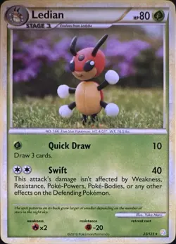 Ledian 25/123 Rare HeartGold & SoulSilver Pokemon Lightly Played - Image 1