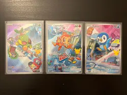 Pokemon First Partner Illustration Collection Turtwig Chimchar Piplup Promos - Image 1