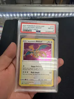 Pokemon Special Delivery Bidoof SWSH177 Promo Holo Sword & Shield PSA 8 - Image 3