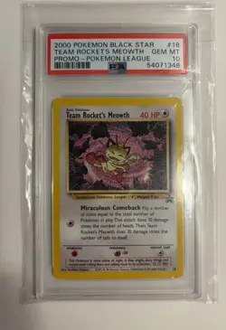 Pokemon 2000 Team Rocket's Meowth Black Star Promo PSA 10 - Image 1