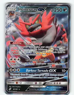 INCINEROAR GX 97/181 HOLO RARE GX TEAM UP POKEMON NM - Image 2