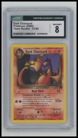 2000 Pokemon Dark Charizard Team Rocket 21/82 CGC 8 - Image 1