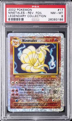 2002 POKEMON LEGENDARY COLLECTION #17 NINETALES-REVERSE FOIL PSA 8 - Image 1