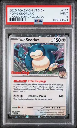 Hop's Snorlax Gamestop Exclusive Pokemon Jtg En-Journey Together 117/159 PSA 9 - Image 1