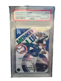 2025 ONE PIECE PROMOS DODGERS X ONE PIECE NIGHT #010 MONKEY D. LUFFY PSA 10 - Image 1