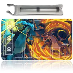 Pokemon Charizard Playmat With Zones + Free Bag Card Game Playmat of MTG TCG CCG - Image 1
