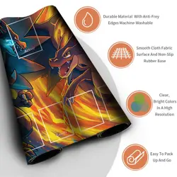 Pokemon Charizard Playmat With Zones + Free Bag Card Game Playmat of MTG TCG CCG - Image 3