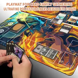 Pokemon Charizard Playmat With Zones + Free Bag Card Game Playmat of MTG TCG CCG - Image 5