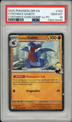 2025 Pokemon Destined Rivals Cynthia's Gabite Cosmos Holo Promo #103 PSA 10 - Image 1
