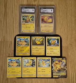 Lot of 9 Pikachu Pokemon Cards- Crimson Invasion- Promo -CGC- TCG Lot # 301 - Image 1