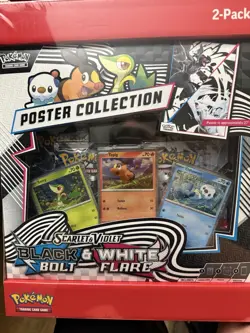 Pokemon Bolt Flare Poster & White Flare Binder Snivy Tepig Oshawott Collection - Image 3