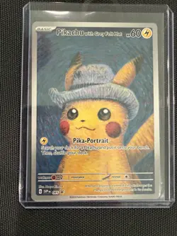 2023 Pokemon Van Gogh Museum Pikachu with Grey Felt Hat 085 SVP Black Star Promo - Image 1