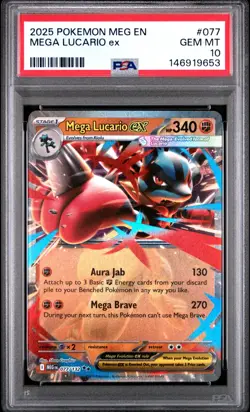 Pokemon Mega Lucario EX Holo Rare #077 PSA 10 GEM MINT - Image 1