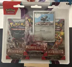 Pokemon SCARLET AND VIOLET - PALDEA EVOLVED 3 PACK BLISTER WITH VAROOM PROMO 820650106798 - Image 1