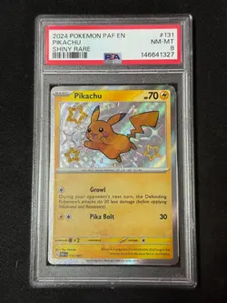 2024 Pokemon Shiny Pikachu Rare Holo SV Paldean Fates - PAF EN #131/091 PSA 8 - Image 1