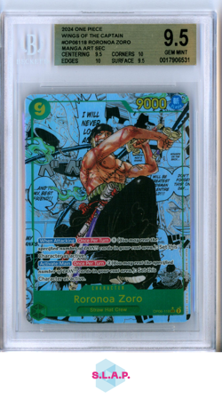 RORONOA ZORO ONE PIECE OP06-118 2024 WINGS OF THE CAPTAIN MANGA RARE ENG 9.5 - Image 1