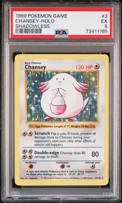 Pokemon TCG Chansey Base Set 3/102 Holo Shadowless Holo Rare PSA Graded EX 5 - Image 1
