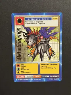 MetalGreymon Digimon CCG Bo-80 Ultimate Android Digimon English Card 1999 Bandai - Image 1