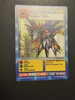 MetalGreymon Digimon CCG Bo-80 Ultimate Android Digimon English Card 1999 Bandai - Image 3