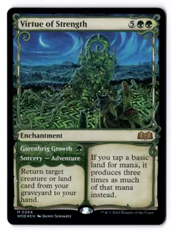Virtue Of Strength NM* FOIL SHOWCASE Wilds Of Eldraine 0284 mtg -UnltdCards - Image 1