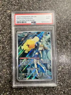 2025 POKEMON DRI EN-DESTINED RIVALS ILLUSTRATION RARE #193 MISTY'S PSYDUCK PSA 9 - Image 1