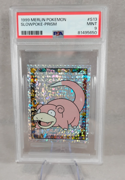 Pokemon Graded PSA 9 MINT 1999 Merlin Pokemon SLOWPOKE PRISM Sticker #S13 - Image 1