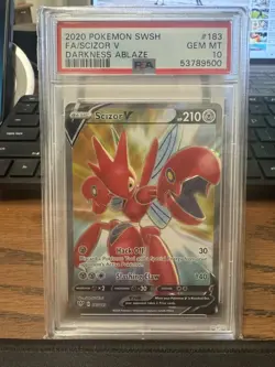 Pokemon Darkness Ablaze: Scizor V FULL ART 183/189 PSA 10 GEM MINT - Image 1