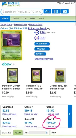 Grimer 48/62 First Edition Graded 10 Near Mint PGC pokemon card 1999 - Image 4