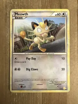 Meowth 12/30 Raichu Trainer Kit Pokemom Card HP HGSS - Image 1