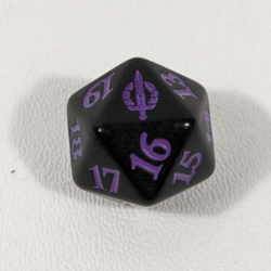 MTG d20 Spindown 20-side Life Counter die March of the Machines Black & Purple - Image 1