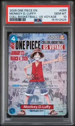 2026 ONE PIECE PROMOS COLLEGE BASKETBALL: US VOYAGE MONKEY D. LUFFY PSA 10 - Image 1