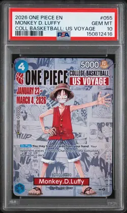 2026 ONE PIECE PROMOS COLLEGE BASKETBALL US VOYAGE #055 MONKEY D. LUFFY PSA 10 - Image 1
