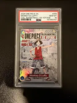 2026 ONE PIECE PROMOS COLLEGE BASKETBALL : US VOYAGE MONKEY D. LUFFY PSA 10 - Image 1