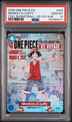 2026 ONE PIECE PROMOS COLLEGE BASKETBALL US VOYAGE #055 MONKEY D. LUFFY PSA 10 - Image 1