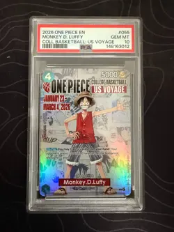 2026 ONE PIECE PROMOS COLLEGE BASKETBALL : US VOYAGE MONKEY D. LUFFY PSA 10 - Image 1