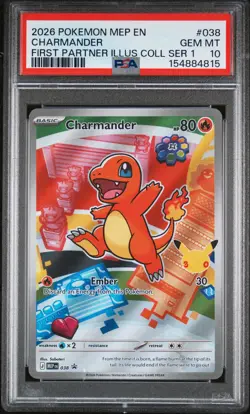 2026 POKEMON MEP EN-ME BLACK STAR PROMO #038 CHARMANDER PSA 10 - Image 1