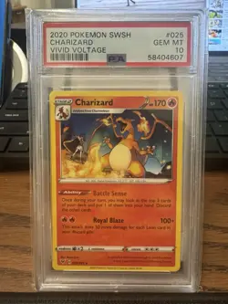 2020 Pokemon SWSH Charizard Vivid Voltage Non-holo PSA 10 Gem Mint 25/185 - Image 1